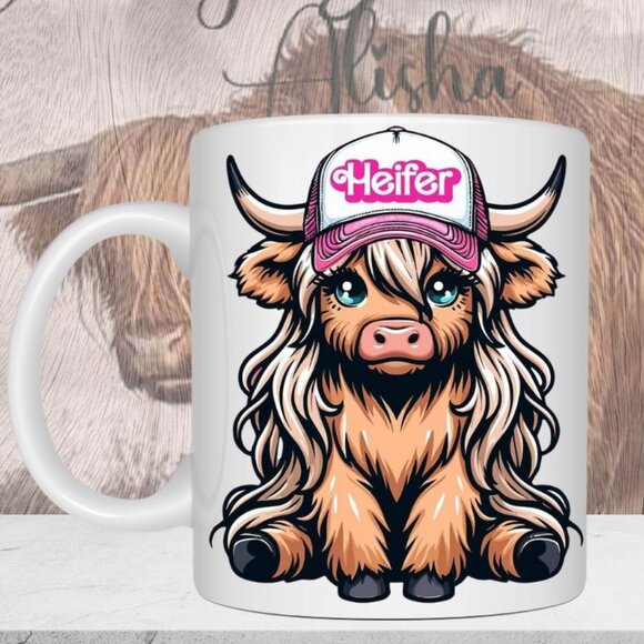 Highland Cow Western Ceramic Coffee Mug Tea Cup - Picture 2 of 2